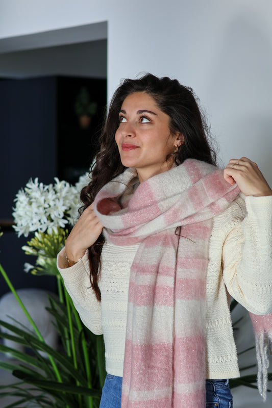 Echarpes HELSINKI rose et écru