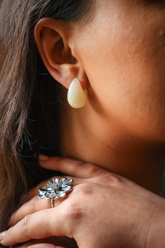 Boucles d'oreilles GOUTTES blanches