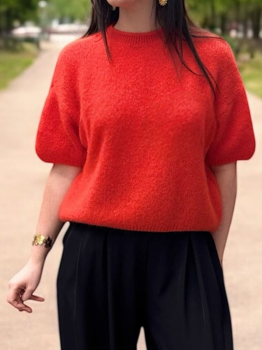Pull PARIS rouge orangé