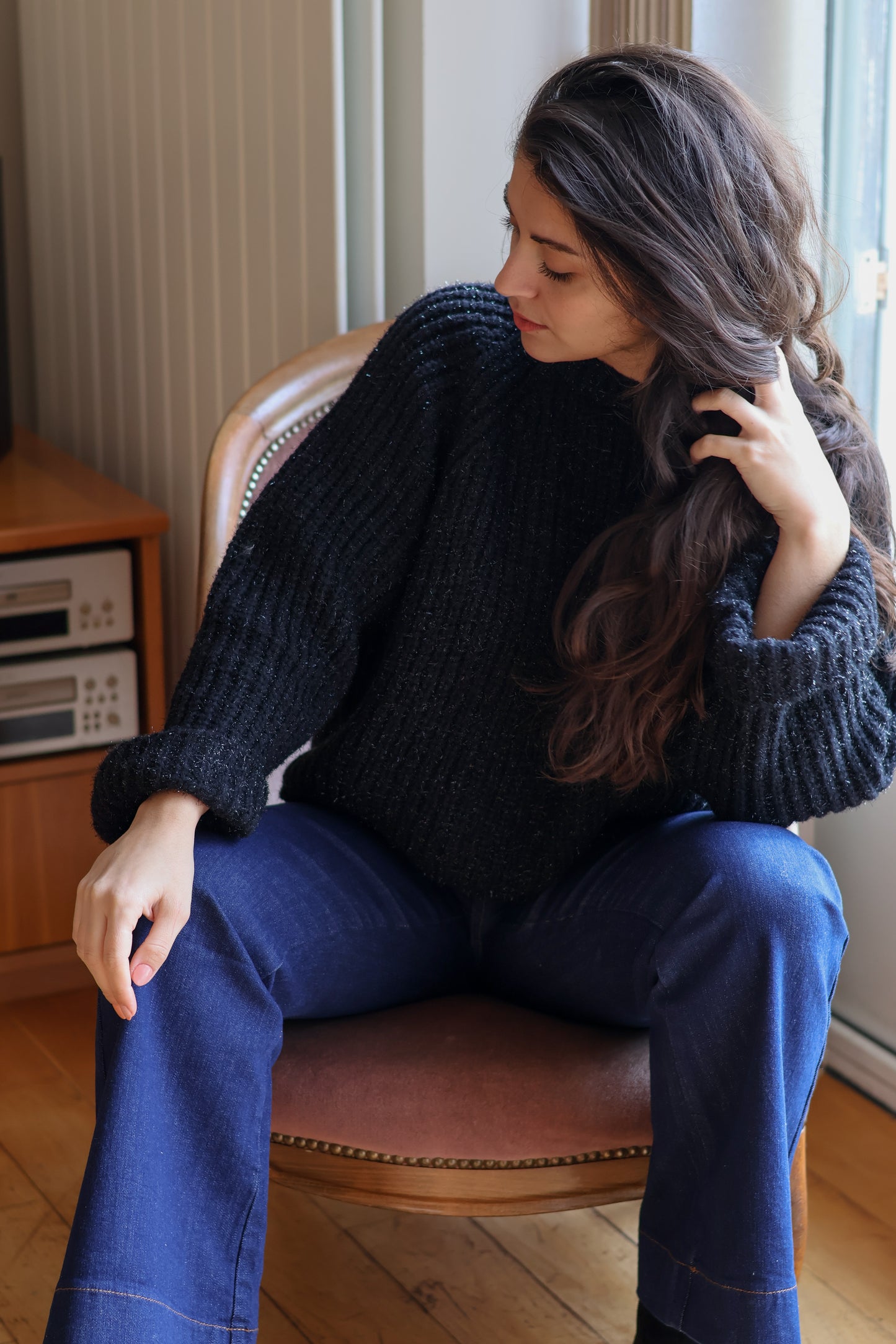 Pull AZALEE noir pailleté