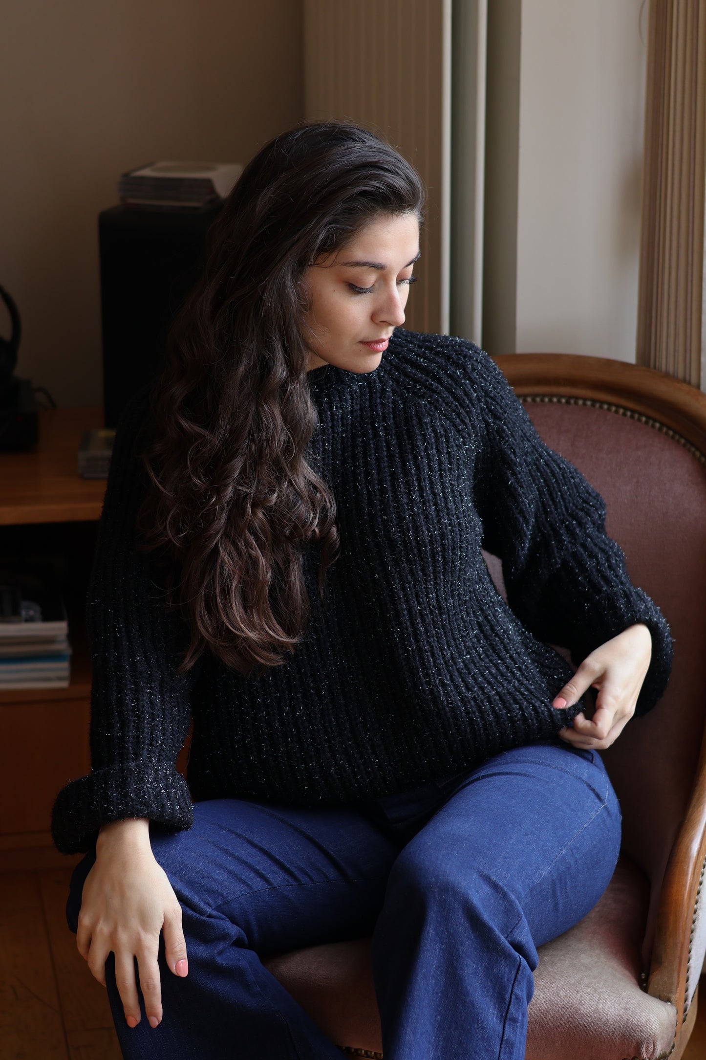 Pull AZALEE noir pailleté