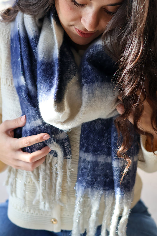 Echarpes HELSINKI marine et écru