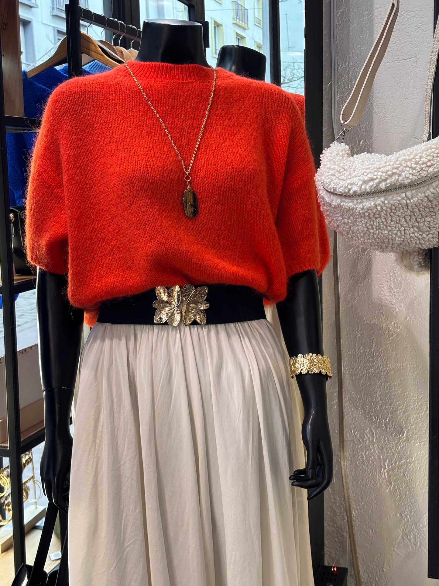 Pull PARIS rouge orangé