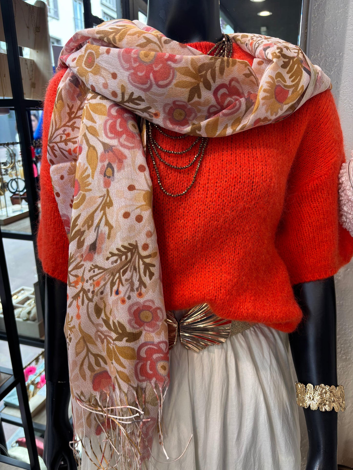 Pull PARIS rouge orangé
