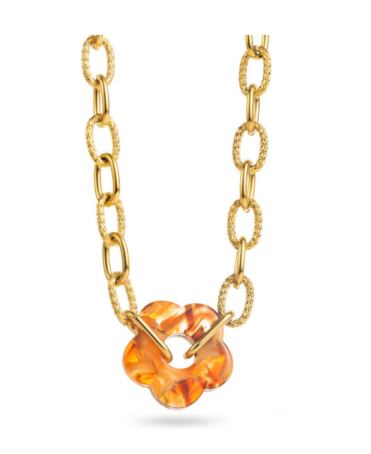 Collier FLORE écailles marron clair