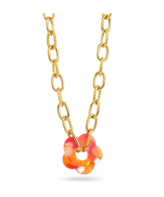 Collier FLORE rose orangé
