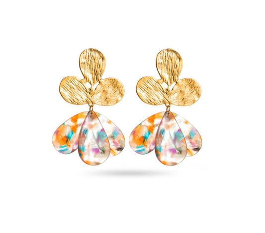 Boucles d'oreilles AZALEE multicolor belu rose marron