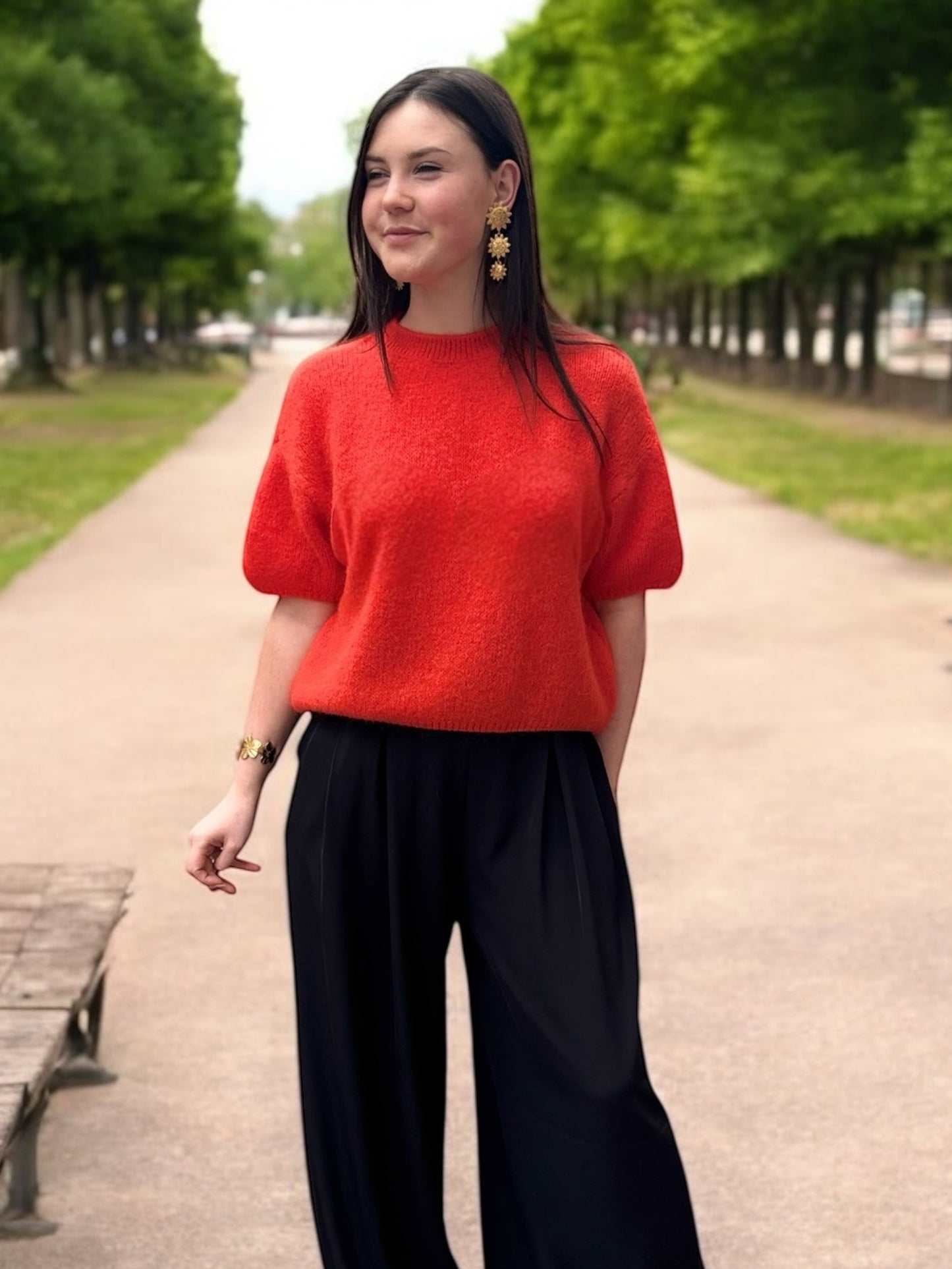 Pull PARIS rouge orangé