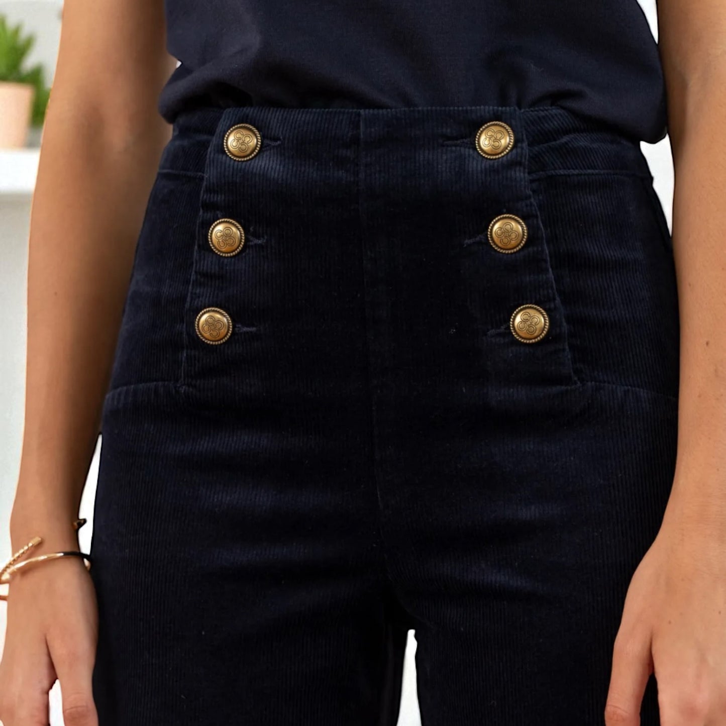 Jeans CONNY velours bleu marine